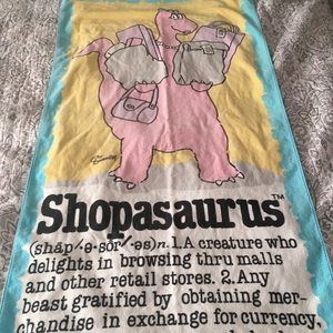 Vintage pink dinosaur beach towel